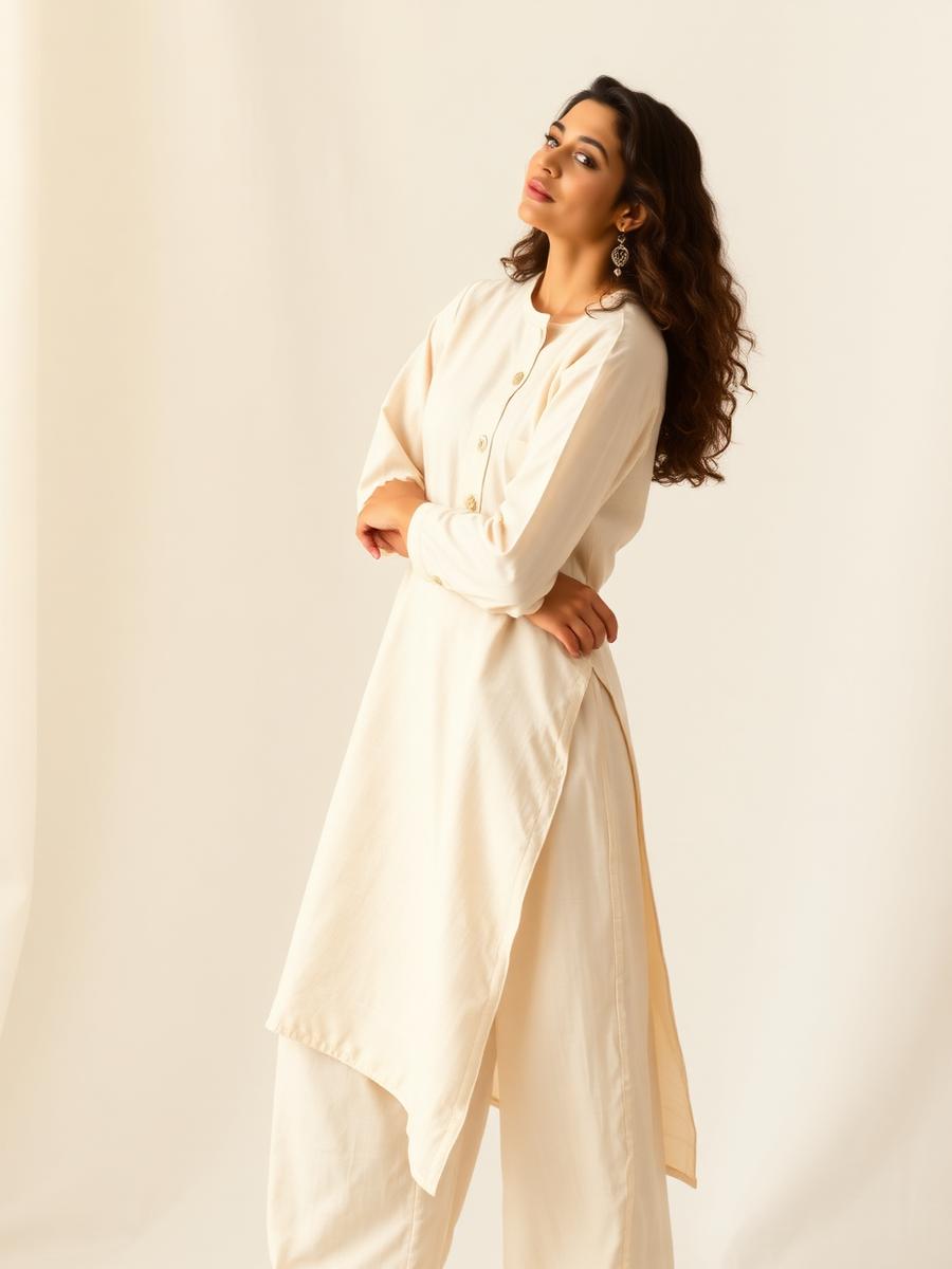 Sand linen co-ord — full look